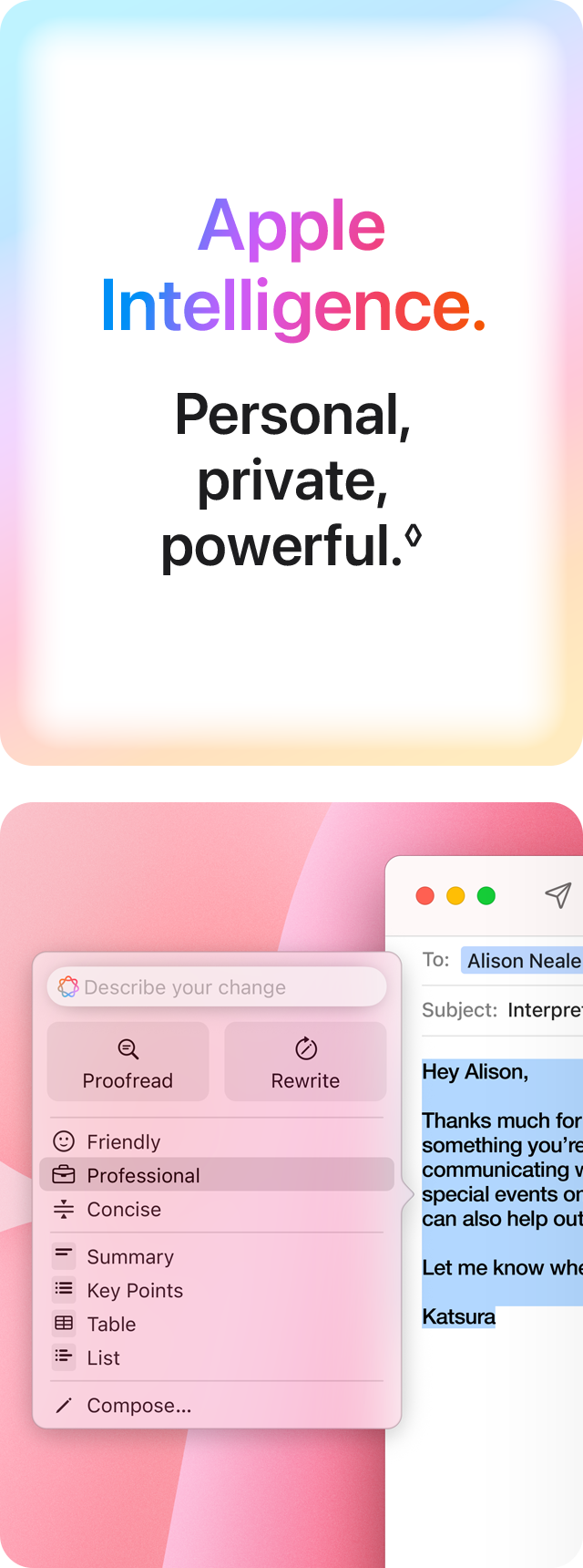 Apple Intelligence - Personal, private, powerful.◊