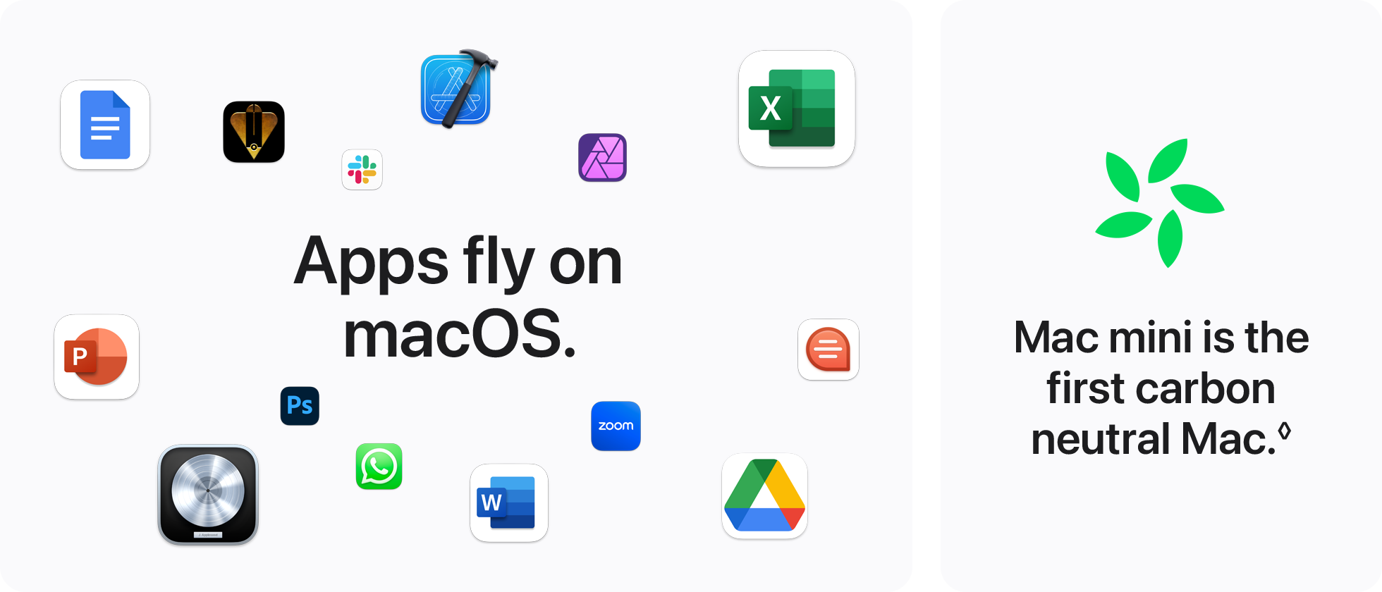 Apps fly on macOS.  Mac mini is the first carbon neutral Mac.◊